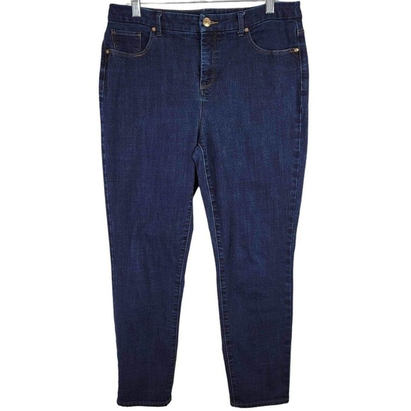 Chicos Jeans So Slimming Girlfriend Dark Womens Size 8 US M High Rise Stretch - Picture 2 of 11